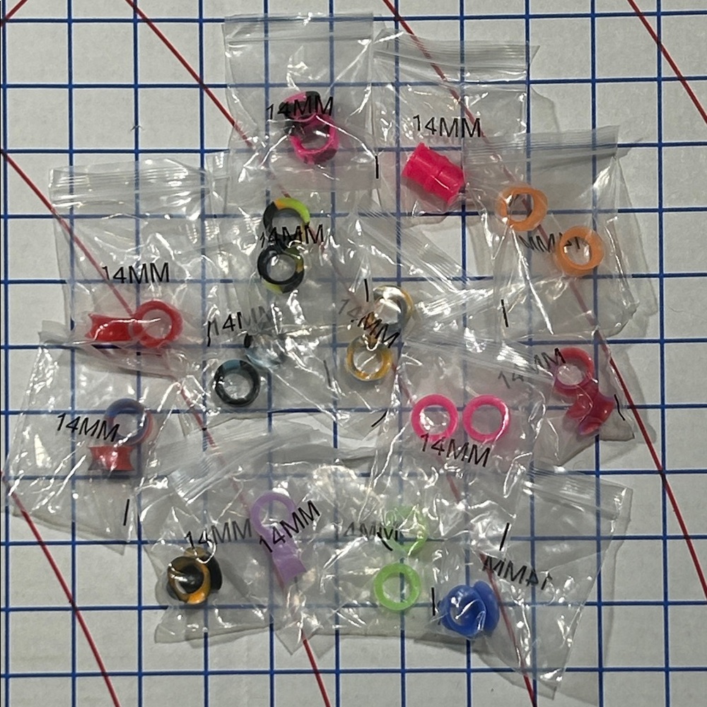 14 pair of Colorful 14MM latex ear gauges